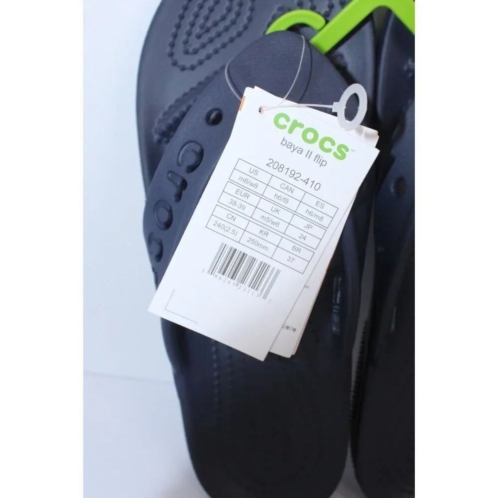 Crocs Adult Baya ll Flip Flop Sandals M6 W8 Blue‎ Iconic Comfort Slide On Casual